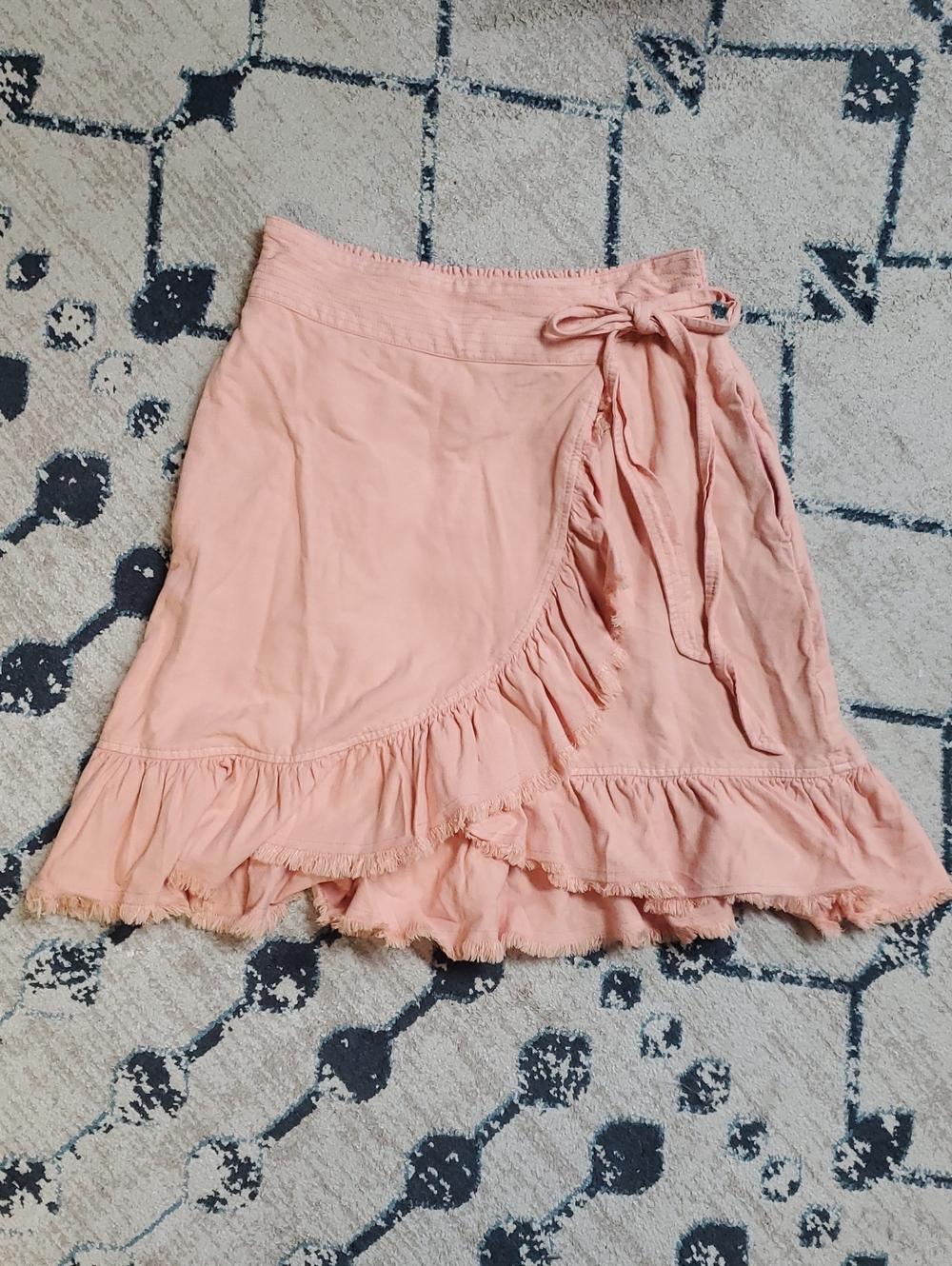 Anthropologie Pilcro Peach Ruffle Wrap Skirt Size Small